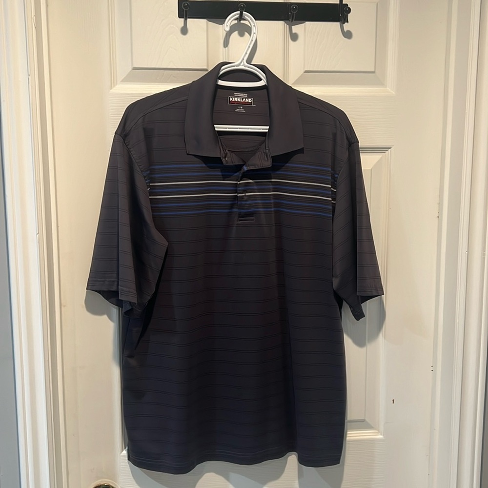 Kirkland signature golf shirt.  Size large, grey/blue